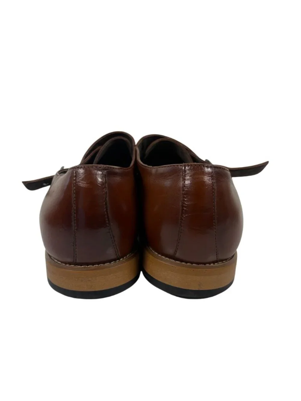 Stacy Adams Desmond Shoes Mens Size 14 W Brown Leather Cap Toe Monk Strap